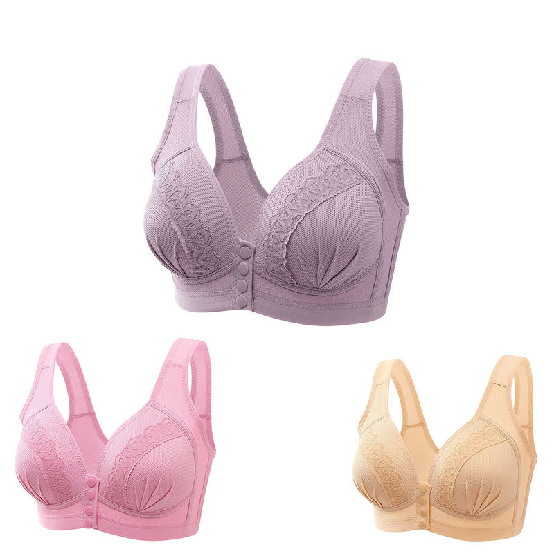 🌷🩰【3 bucăți】Sutien din bumbac, respirabil și confortabil, cu nasturi în față