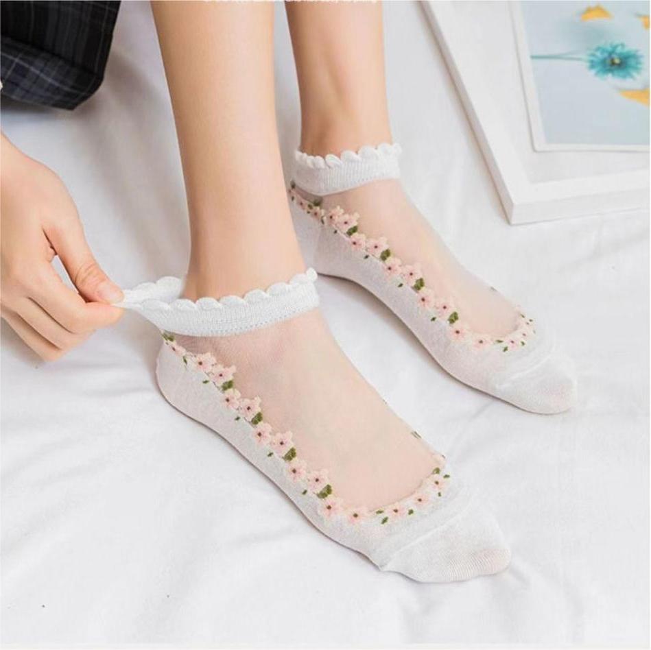 š„Reducere de ultima zi -ć7/14/21 perechić Čosete de varÄ cu flori de varÄ respirabile Material: bumbac