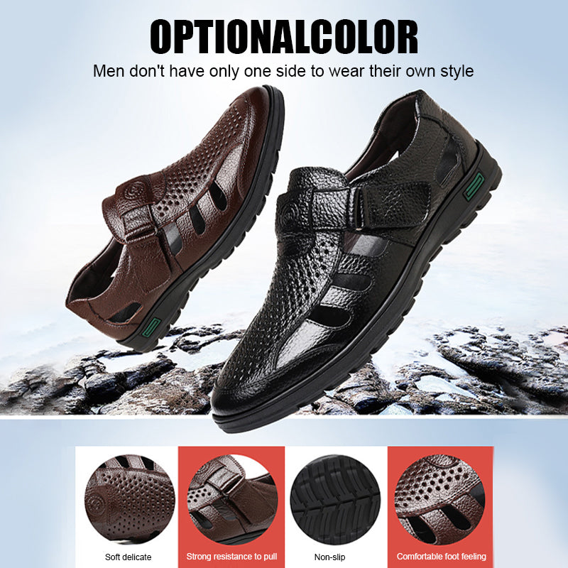 👞Sandale de vară din piele respirabilă pentru bărbați, design nou, 2025, cu design gol
