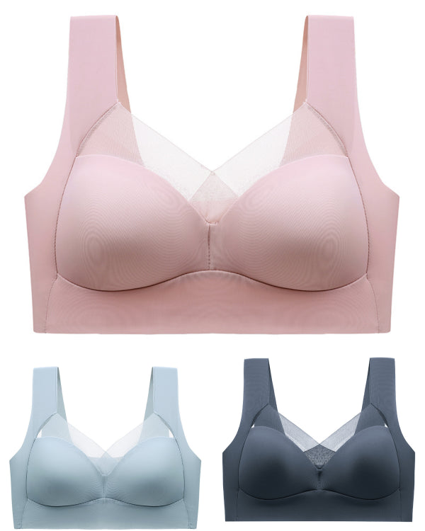😍🔥 (3 buc)【40-110kg】Sutien de dormit, fără cusături, cu dantelă la spate