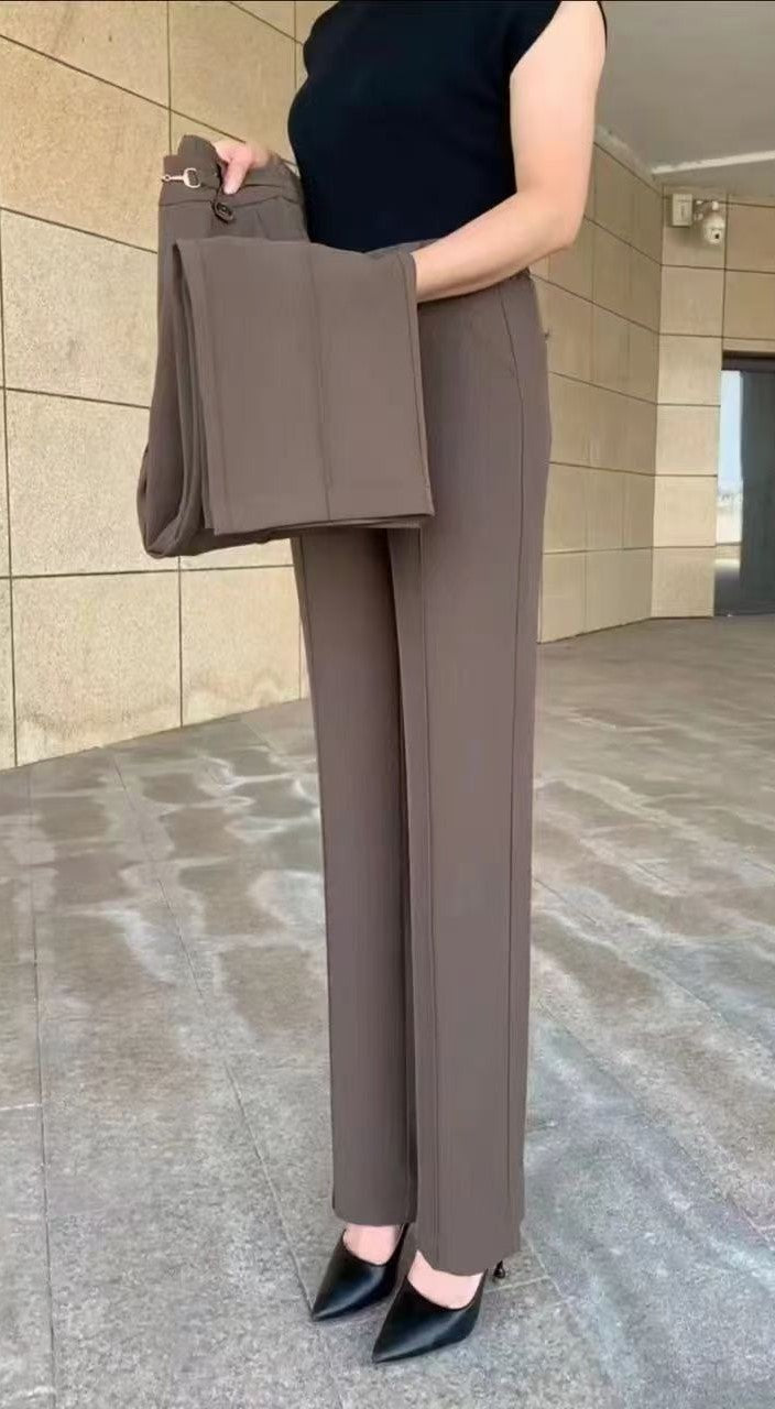 【M-4XL】🔥Pantaloni drepți noi de înaltă calitate, pantaloni casual de îmbrăcăminte exterioară de vară, pantaloni simpli subțiri cu talie înaltă