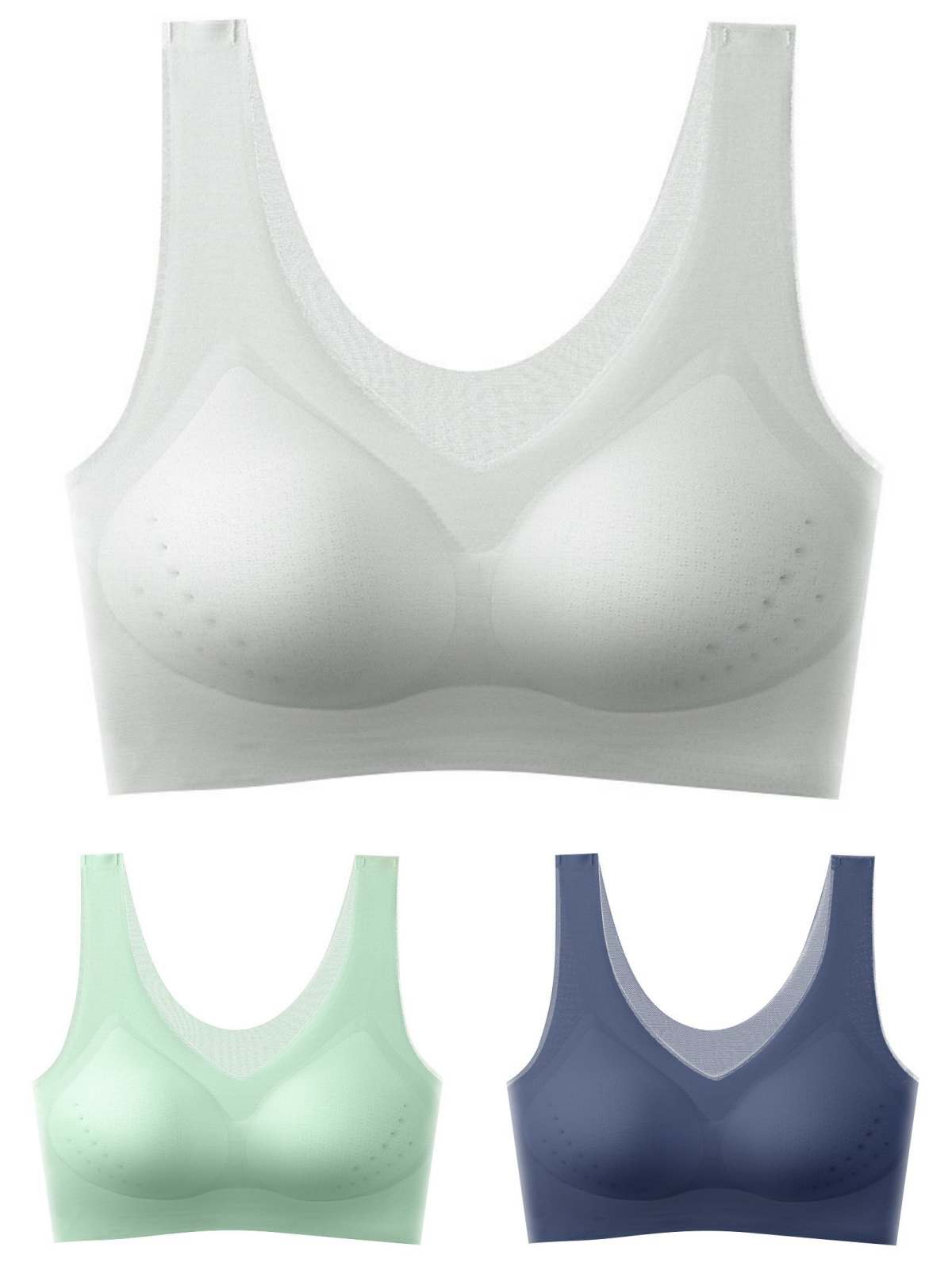 💕【1 set 3 piese】2025 sutien push-up din mătase de gheață fără cusături.