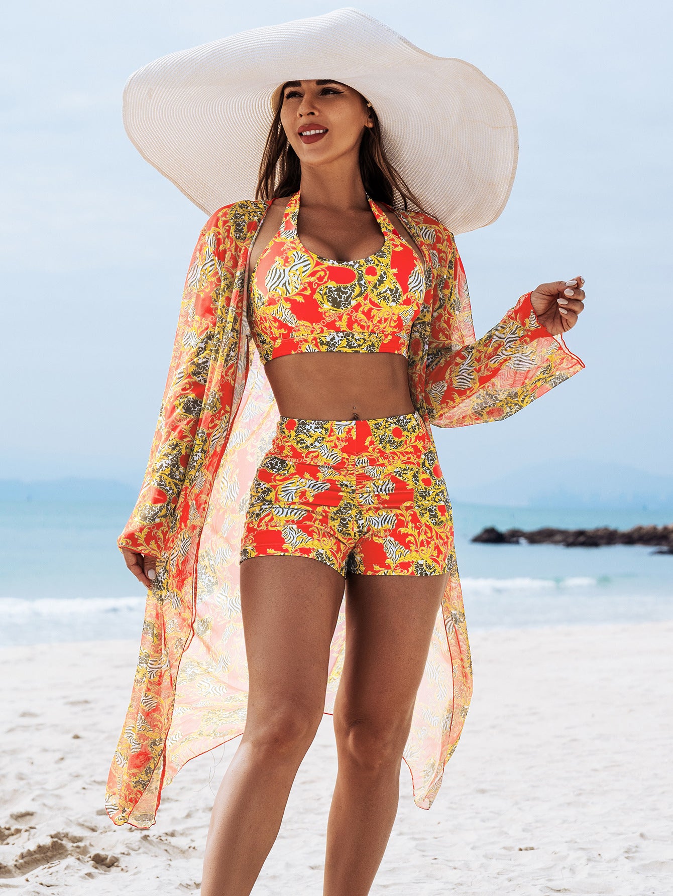 🧊👙 Bikini de damă din trei piese cu imprimeu sexy de înaltă calitate