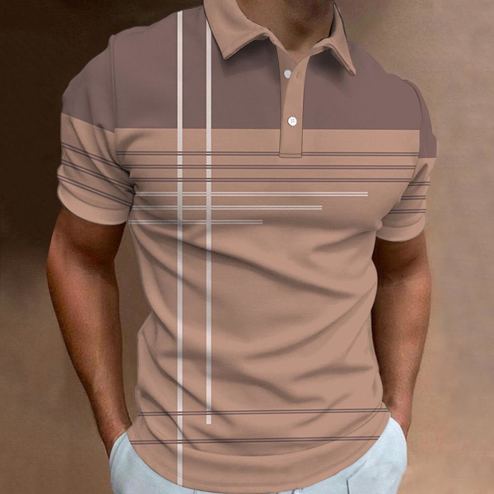 🔥【S-6XL】👔Tricou POLO pentru bărbați cu dungi noi de vară, imprimat 3D