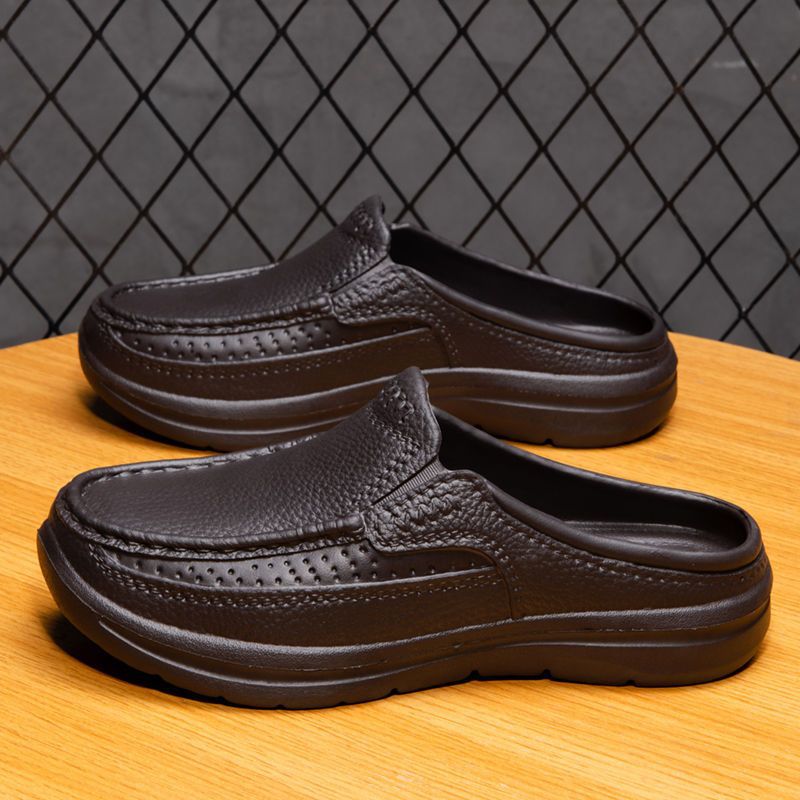 ✨👞【39-45】Papuci de casă din piele pentru bărbați, casual, de vară 2025, simpli și confortabili