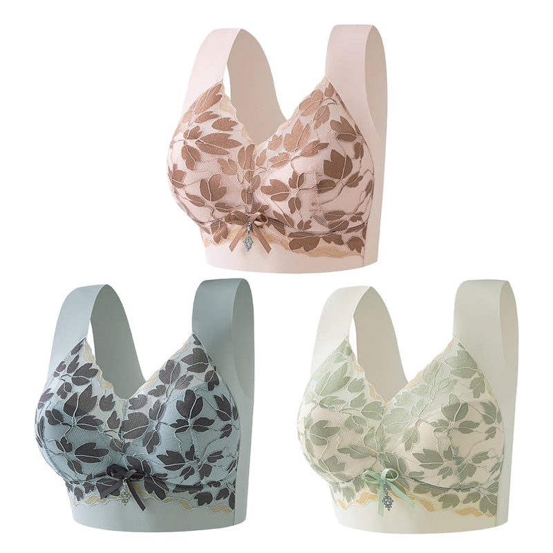 🩰✔【3 buc】Sutien de mărime mare cu dantelă, fără inel de oțel, spate frumos luxos