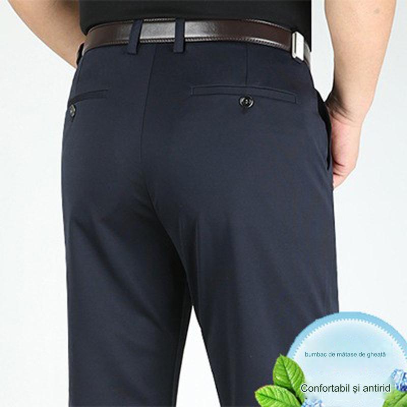 💨👖 Pantaloni business casual slim-fit de vară cu picioare drepte, picioare largi și pantaloni elastici.
