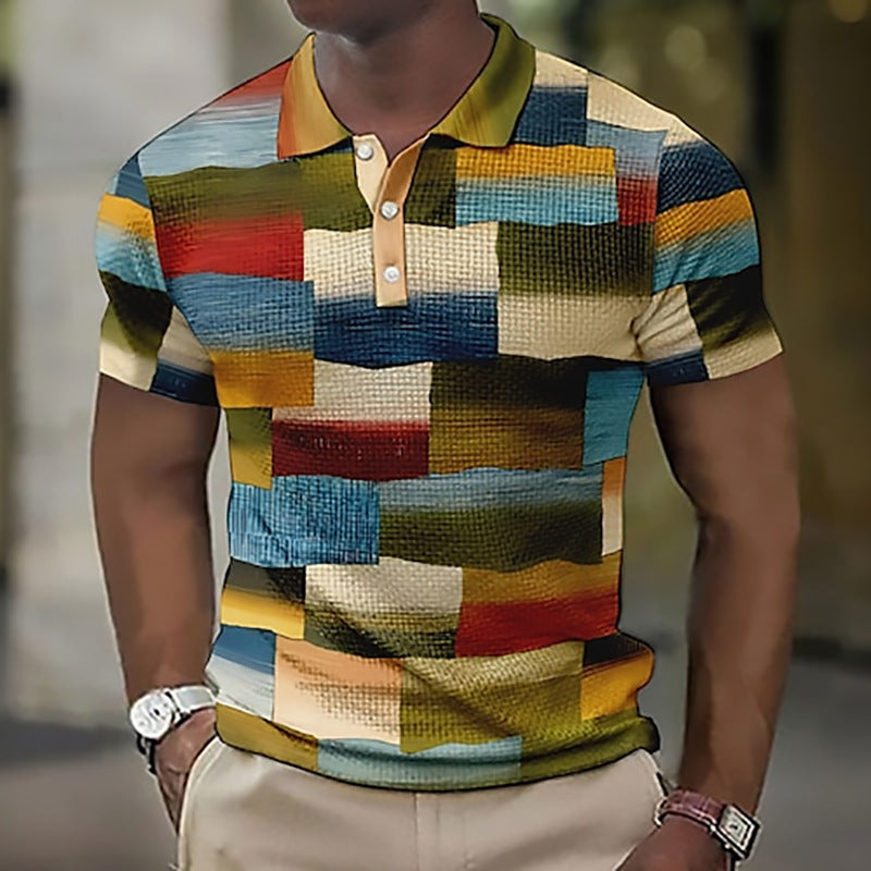 👕【S-5XL】Moška polo majica za prosti čas z geometrijskim vzorcem