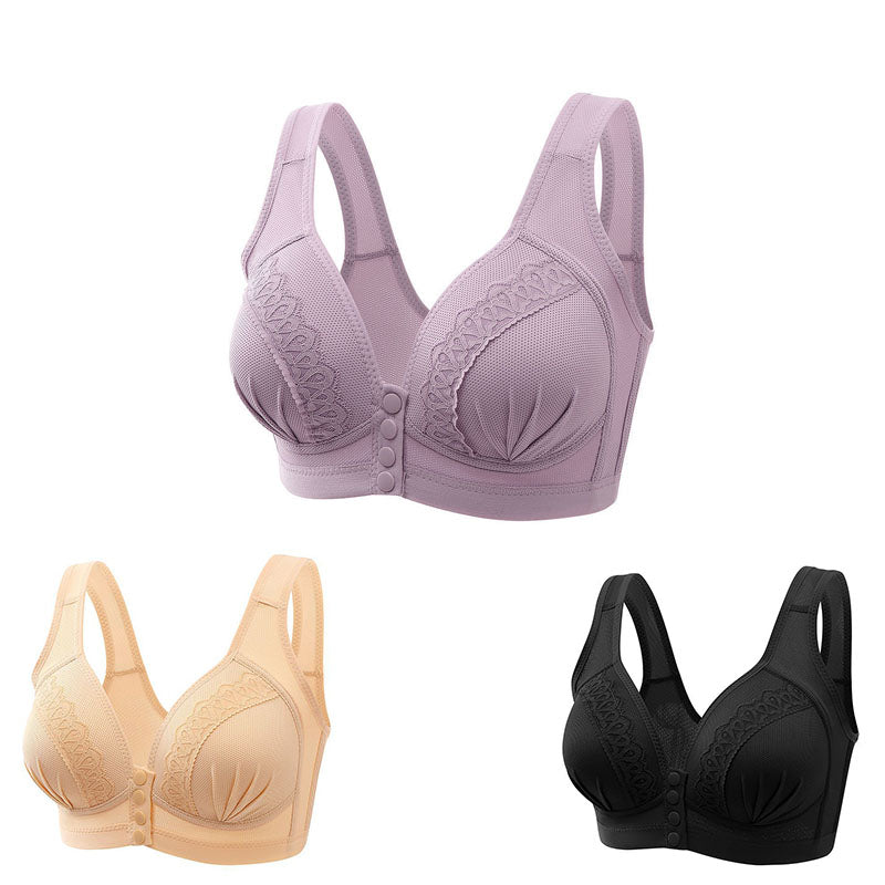 🌷🩰【3 bucăți】Sutien din bumbac, respirabil și confortabil, cu nasturi în față