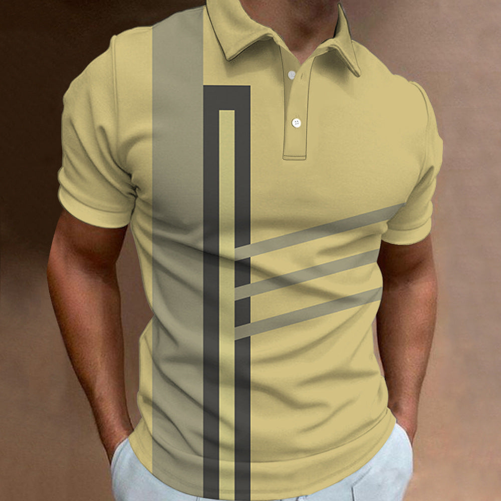 🔥【S-6XL】👔Tricou POLO pentru bărbați cu dungi noi de vară, imprimat 3D