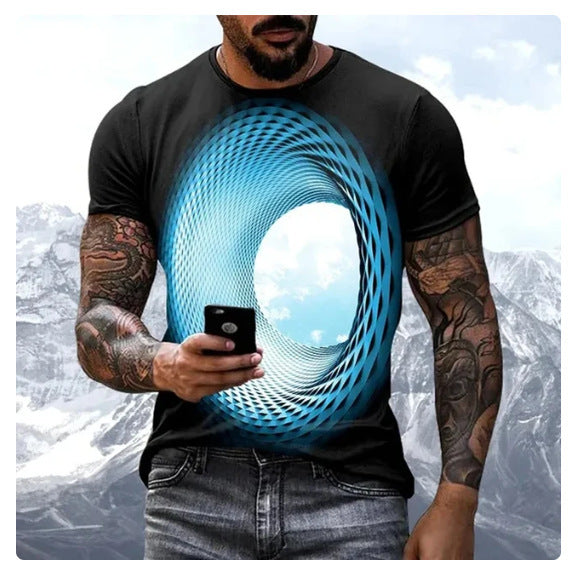 š„ćS-8XLćImprimare digitalÄ 3D model geometric casual modÄ mĆ¢neci scurte