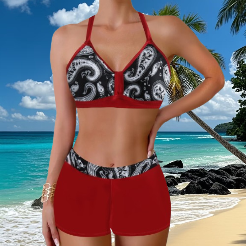 🏖️👙🌴【S-5XL】Set de costum de baie cu imprimeu pentru plajă și vacanță.