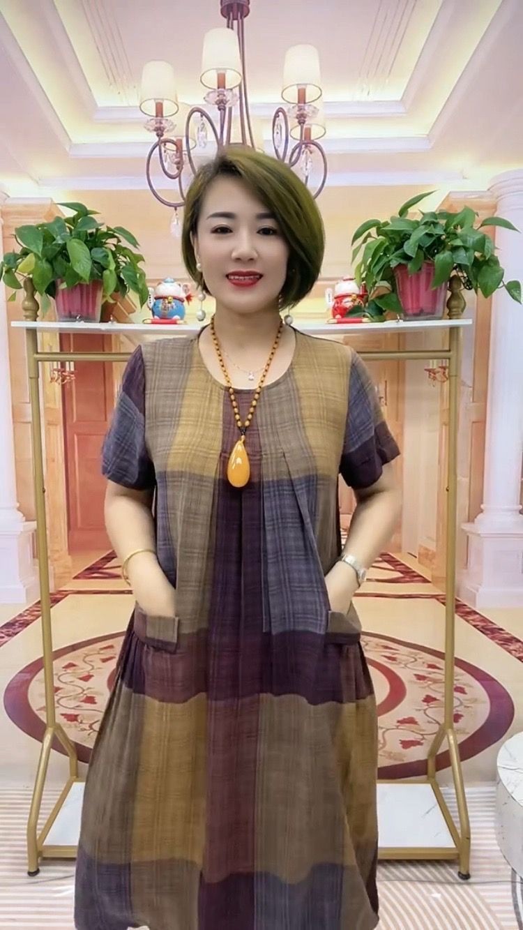 šć50-100 kgć2025 Rochie de cÄlÄtorie Ć®n carouri, la modÄ lejerÄ Rochie confortabilÄ pentru mamÄ