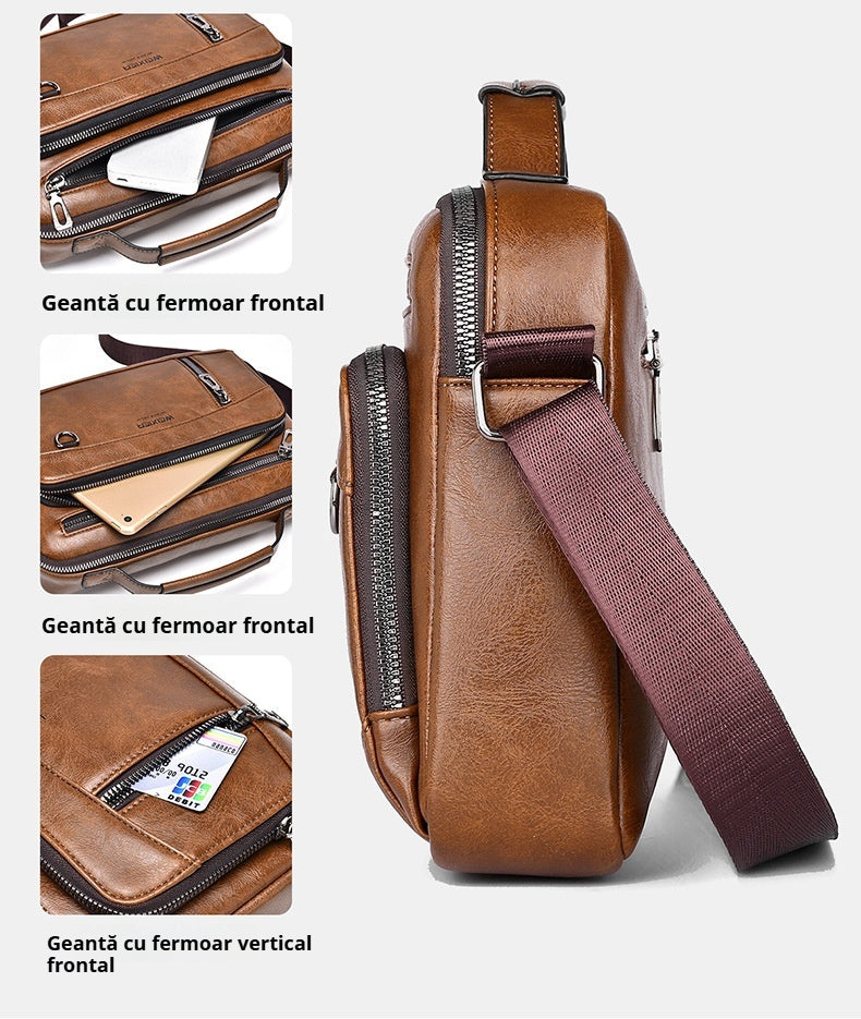 👜 Geantă casual din piele de vacă pentru bărbați, la modă
