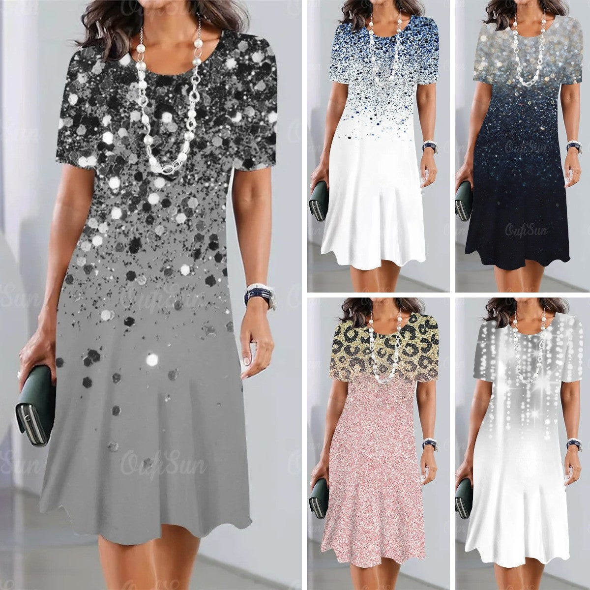 【S-5XL】Elegantné retro šaty s okrúhlym výstrihom