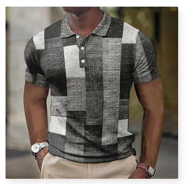 👕【S-5XL】Moška polo majica za prosti čas z geometrijskim vzorcem
