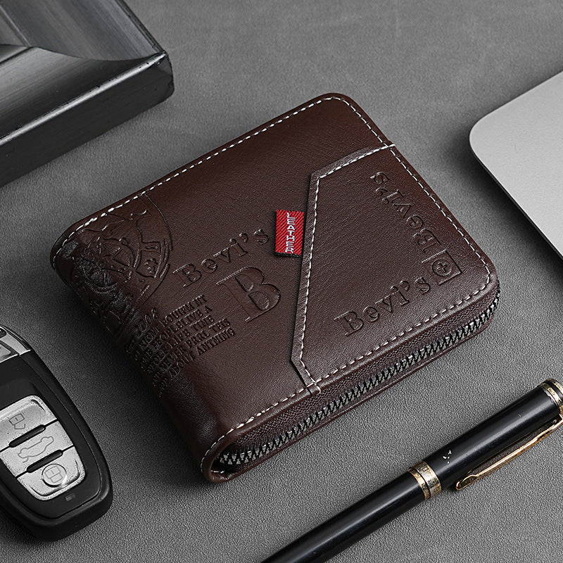 🔥🔥【Kupte 1 a získejte 1 zdarma】Nová a stylová pánská krátká peněženka na zip v retro stylu.