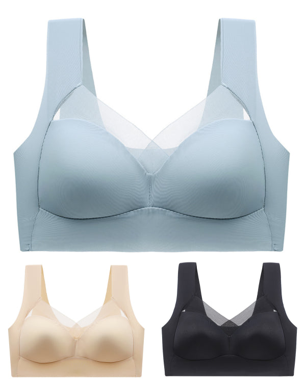 😍🔥 (3 buc)【40-110kg】Sutien de dormit, fără cusături, cu dantelă la spate
