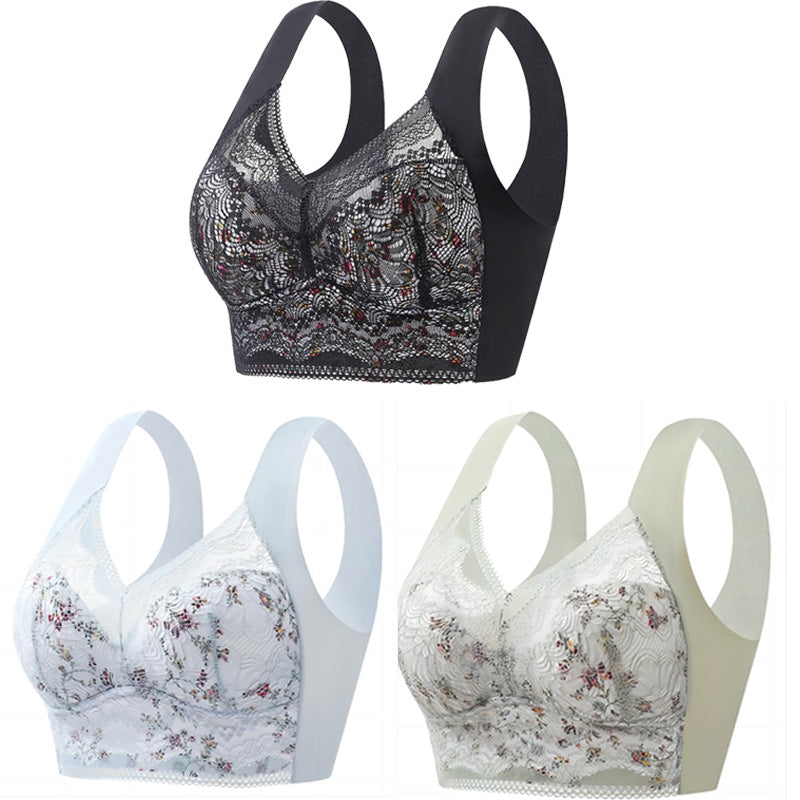 🎁【3 kosi】💕【40kg-100kg】Zračen nastavljiv brezšivni modrček iz ledene svile za velike velikosti