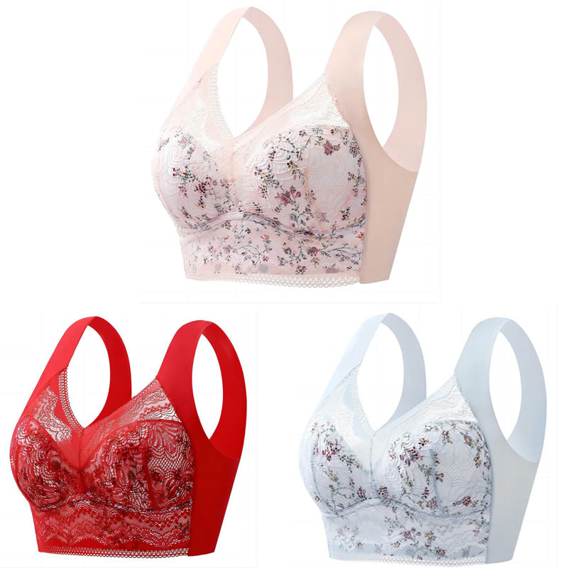 🎁【3 kosi】💕【40kg-100kg】Zračen nastavljiv brezšivni modrček iz ledene svile za velike velikosti