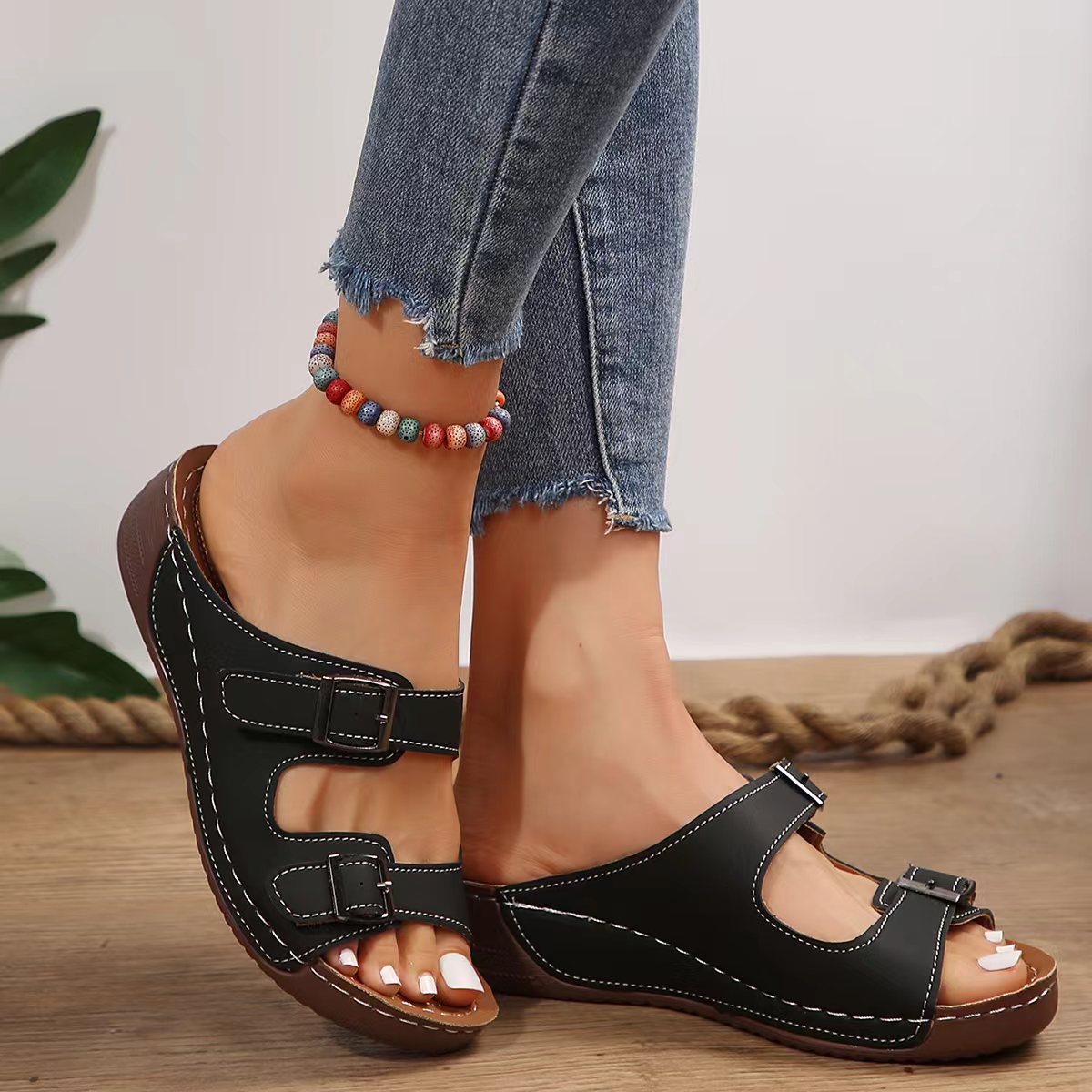 🤩 Sandale noi de vară la modă, cu platformă, cu vârful deschis, ușoare, moi și confortabile femei.