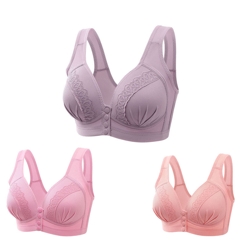 🌷🩰【3 bucăți】Sutien din bumbac, respirabil și confortabil, cu nasturi în față