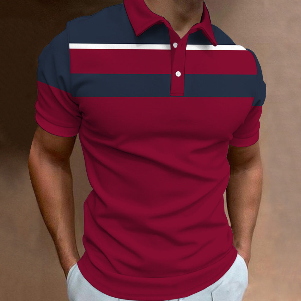 🔥【S-6XL】👔Tricou POLO pentru bărbați cu dungi noi de vară, imprimat 3D
