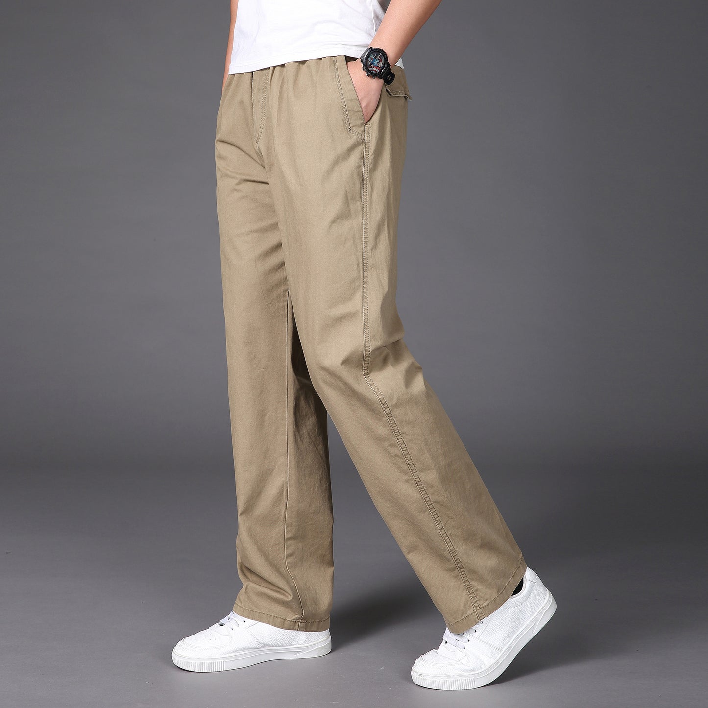 👖👍【50-130KG】2025 noi pantaloni drepti casual pentru bărbați de mărime mare