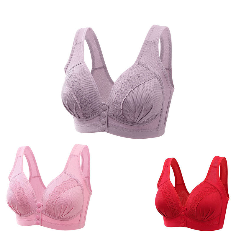 🌷🩰【3 bucăți】Sutien din bumbac, respirabil și confortabil, cu nasturi în față