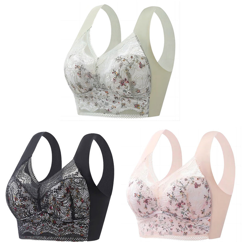 🎁【3 kosi】💕【40kg-100kg】Zračen nastavljiv brezšivni modrček iz ledene svile za velike velikosti