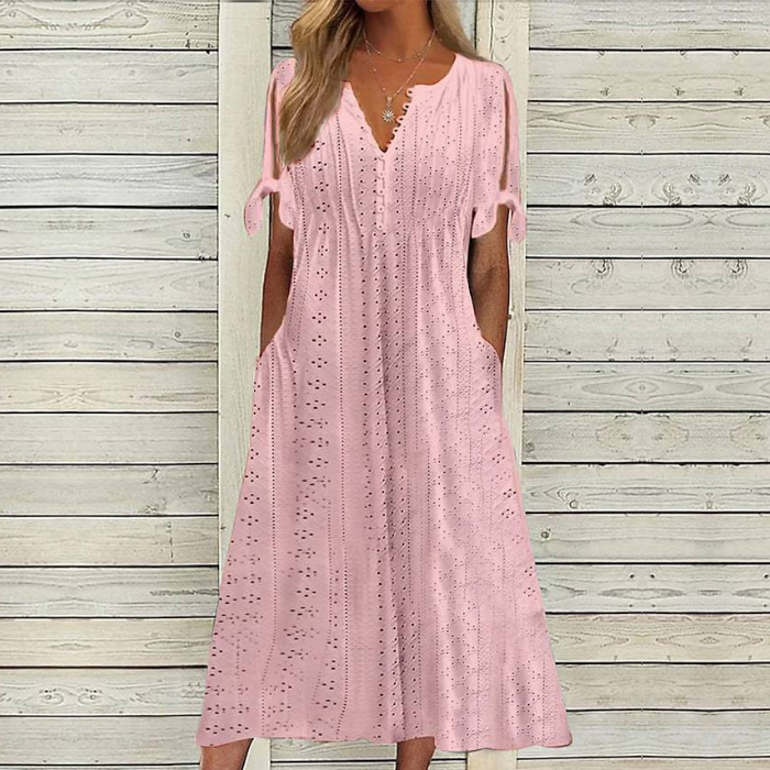 【🏆Cele mai bine vândute produse】【S-5XL】👗Rochie simplă și delicată de culoare solidă