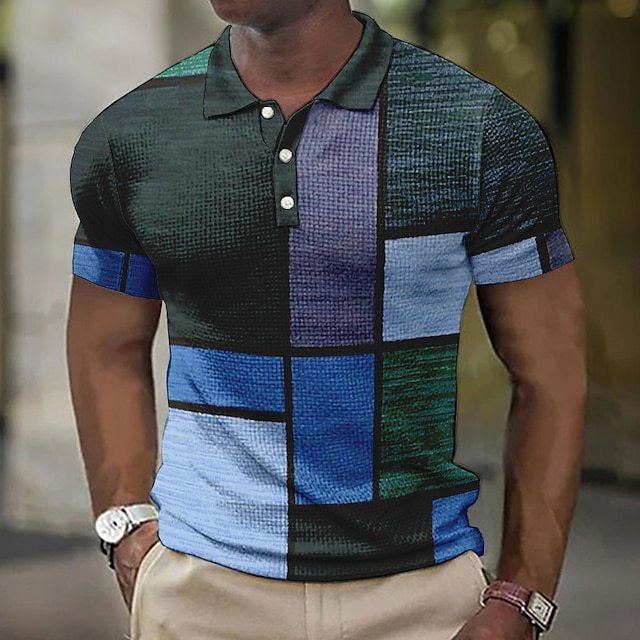 👕【S-5XL】Moška polo majica za prosti čas z geometrijskim vzorcem
