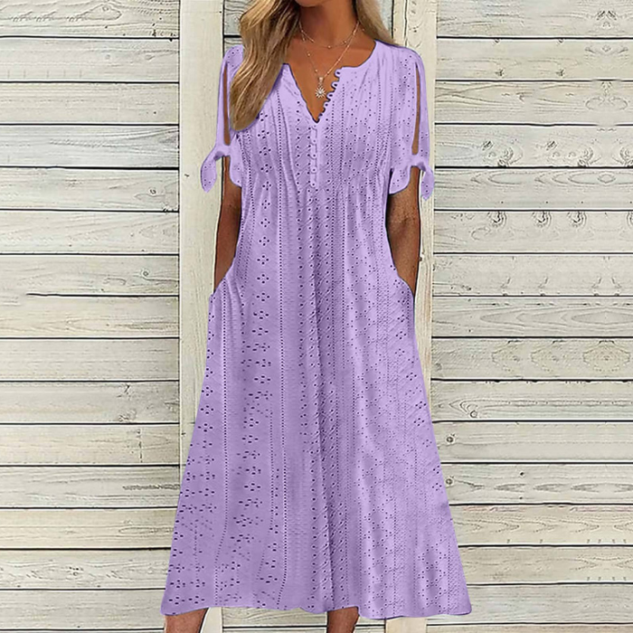 【🏆Cele mai bine vândute produse】【S-5XL】👗Rochie simplă și delicată de culoare solidă