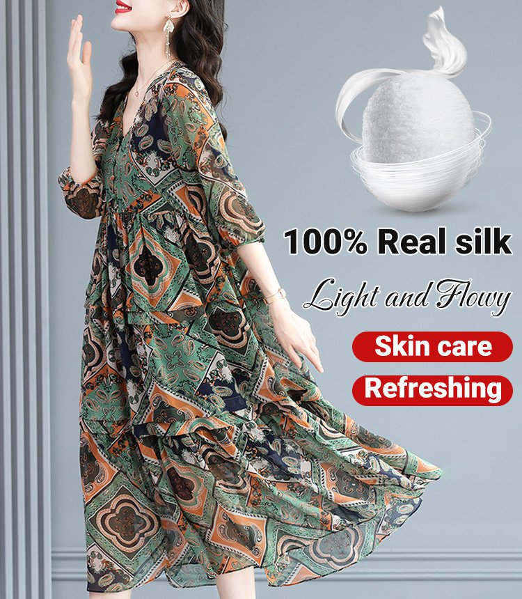 ❤️❤️【M-3XL】Rochie retro florală din mătase de gheață de primăvară 2025