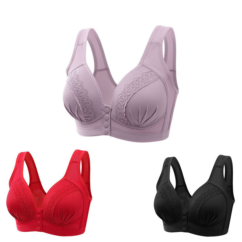 🌷🩰【3 bucăți】Sutien din bumbac, respirabil și confortabil, cu nasturi în față