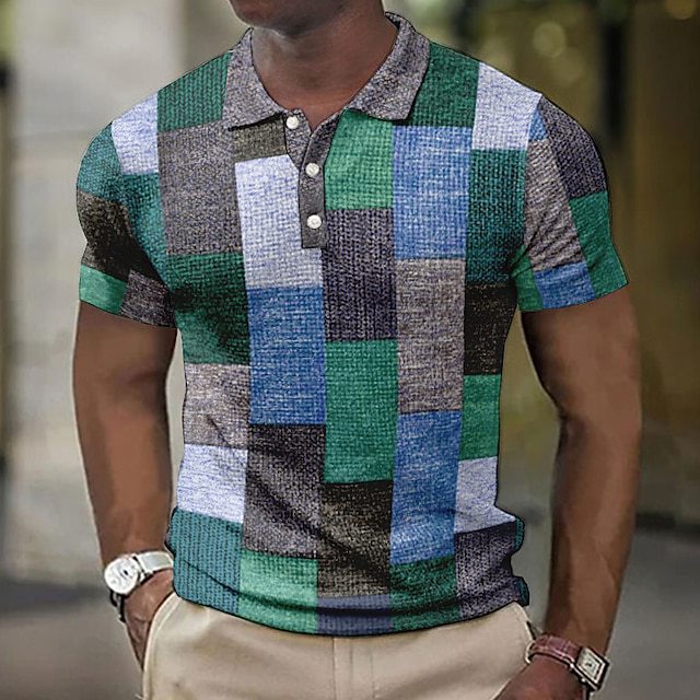 👕【S-5XL】Moška polo majica za prosti čas z geometrijskim vzorcem