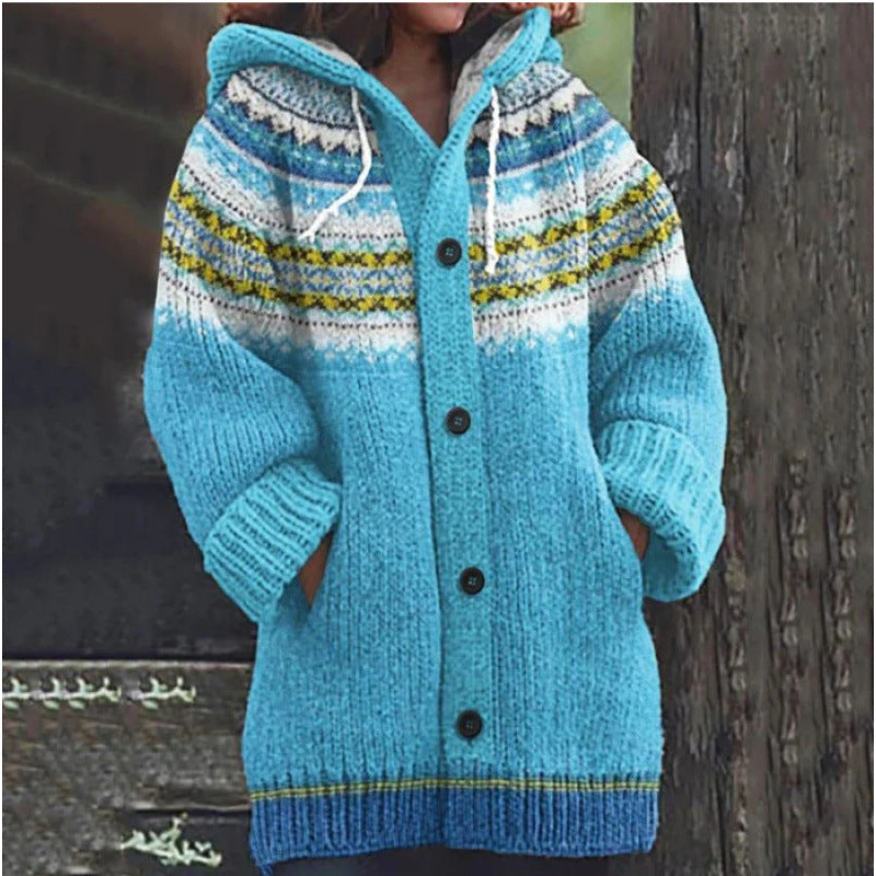 🔥【S~5XL】✨Jesen/zima Nova elegantna barvita retro jakna s kapuco