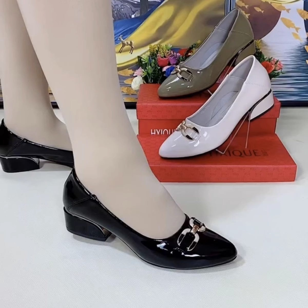 💗【35-40】Pantofi noi Chunky Heels Soft Sole Pointed pantofi din piele