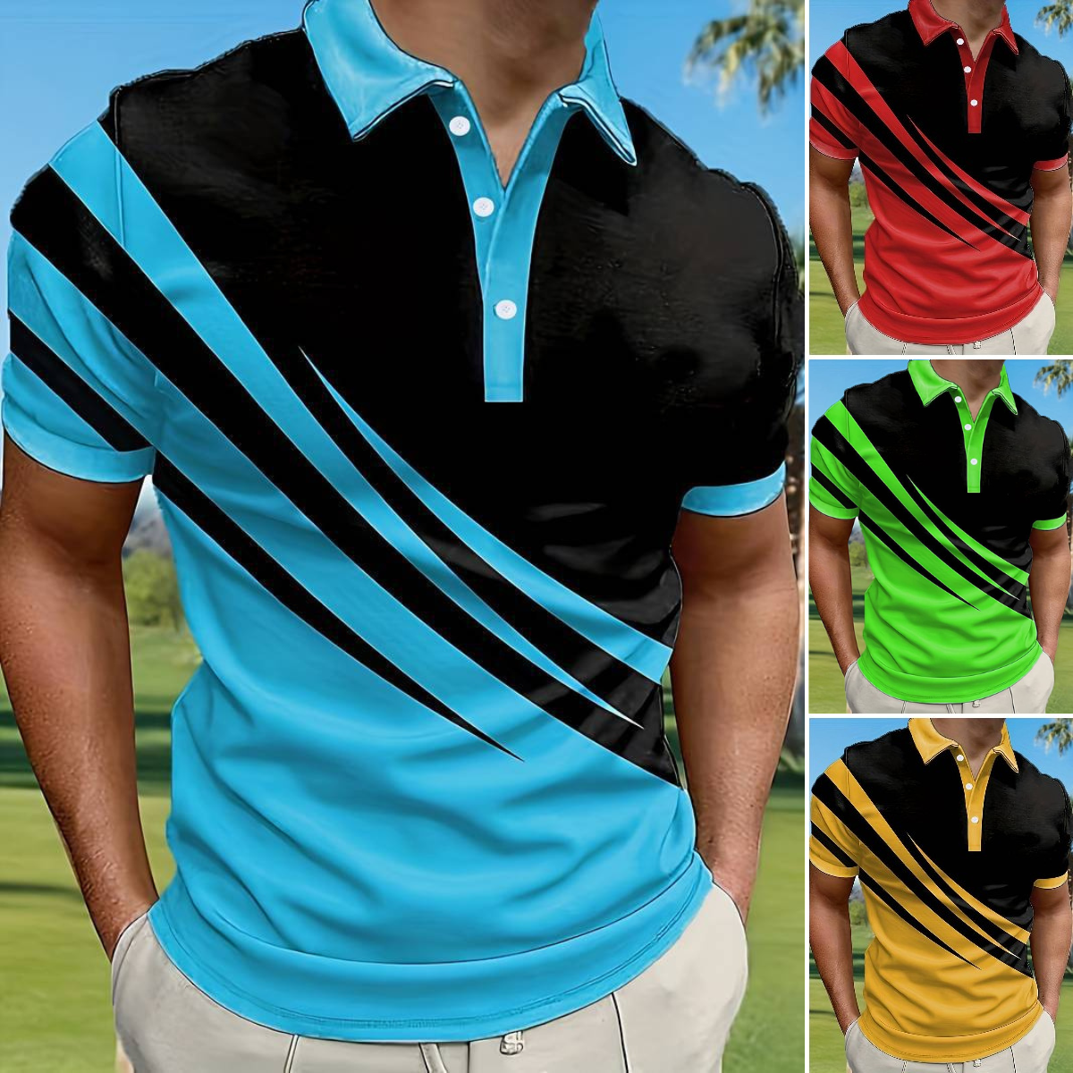 👔【S–6XL】Moška poletna nova črtasta POLO majica velike velikosti s 3D potiskom