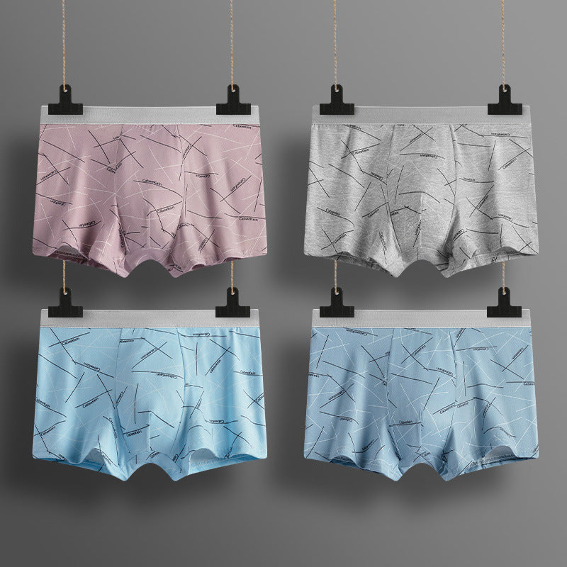🧊💁♂️ (4 bucata) Boxeri bărbătești din mătase glacială fără cusături