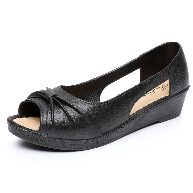 🎀🎀 Sandale Elegante Cu Culoare Solidă Pentru Femei, Talpă Moale Cu Platformă.