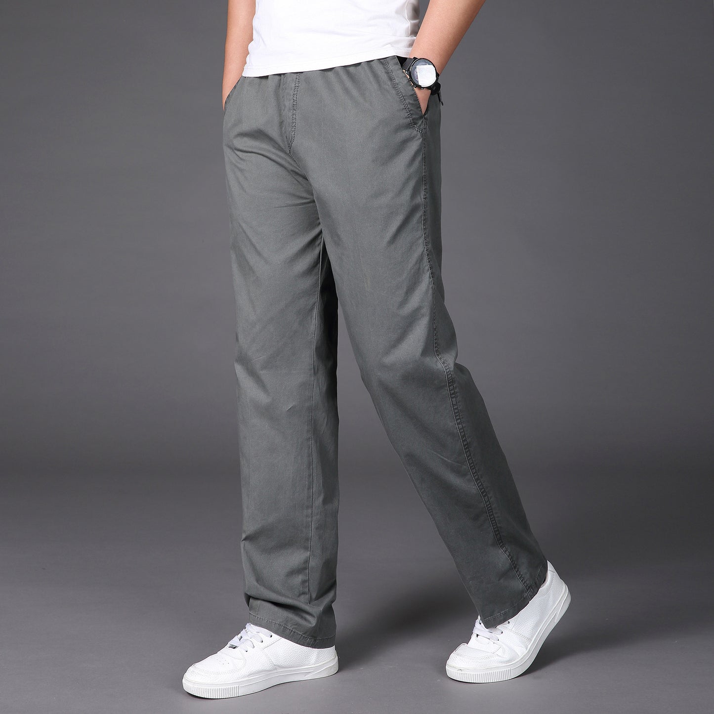 👖👍【50-130KG】2025 noi pantaloni drepti casual pentru bărbați de mărime mare