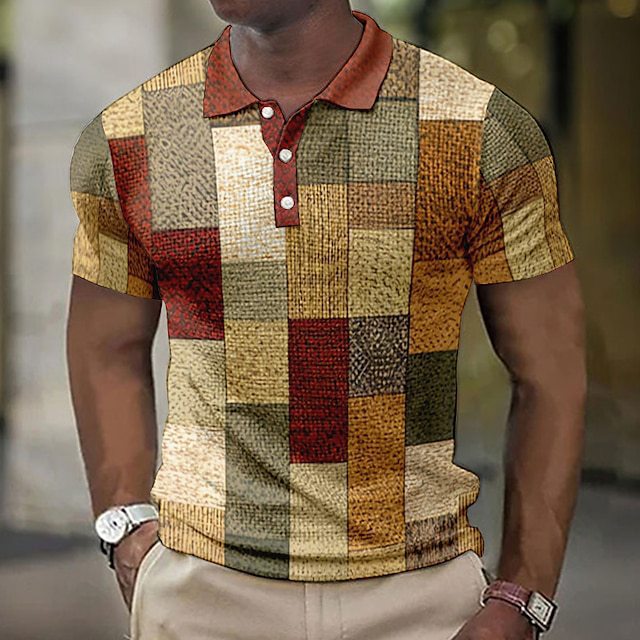 👕【S-5XL】Moška polo majica za prosti čas z geometrijskim vzorcem