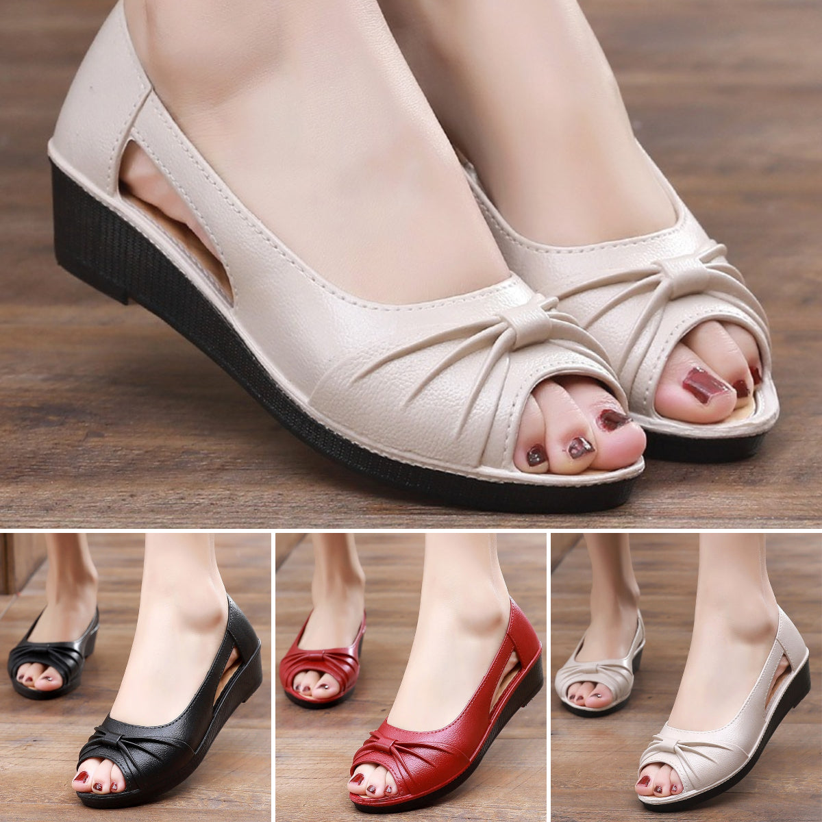 🎀🎀 Sandale Elegante Cu Culoare Solidă Pentru Femei, Talpă Moale Cu Platformă.