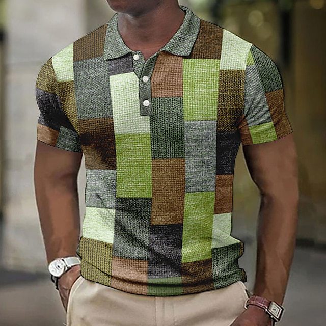 👕【S-5XL】Moška polo majica za prosti čas z geometrijskim vzorcem