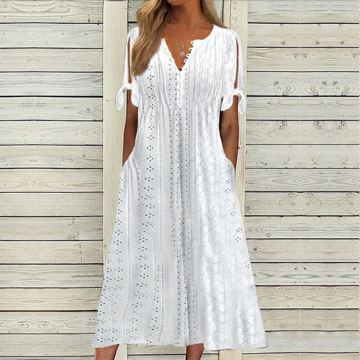 【🏆Cele mai bine vândute produse】【S-5XL】👗Rochie simplă și delicată de culoare solidă
