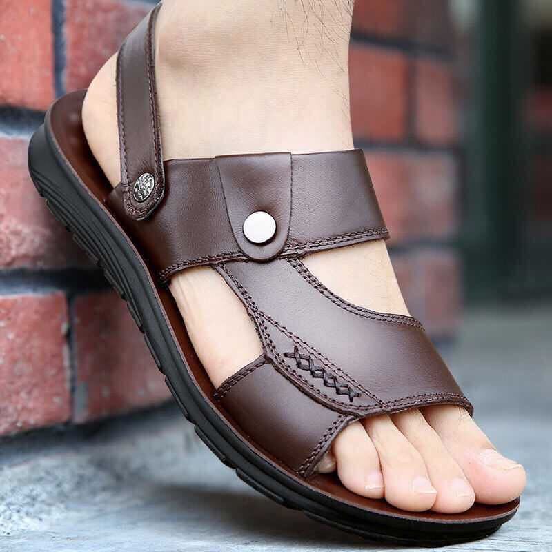 👞【39-47】Sandale noi de vară pentru bărbați, din piele, respirabile și antiderapante.
