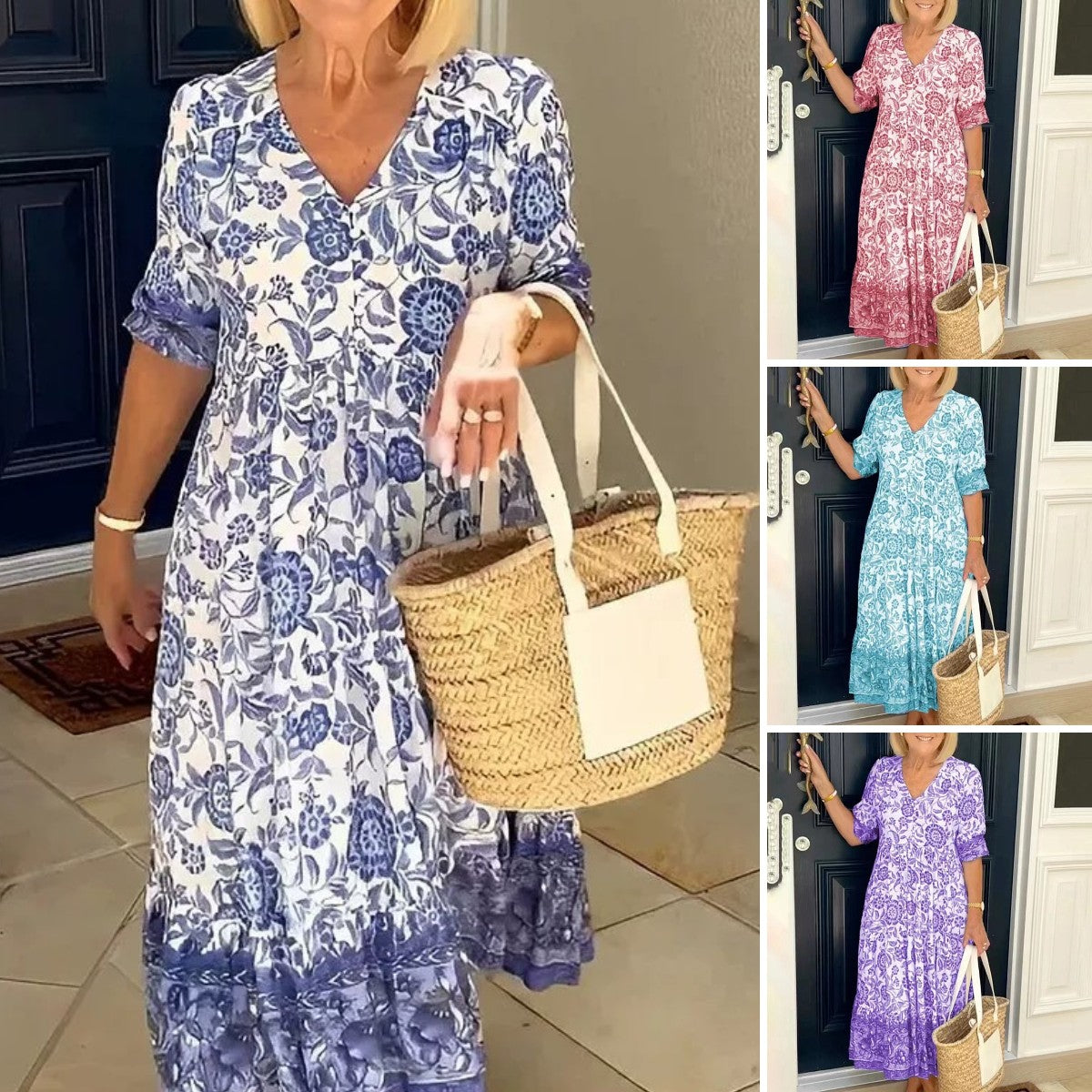 šš„ćS-5XLć2025 Rochie cu flori elegantÄ Ć®n stil nou, cu gĆ¢t lung