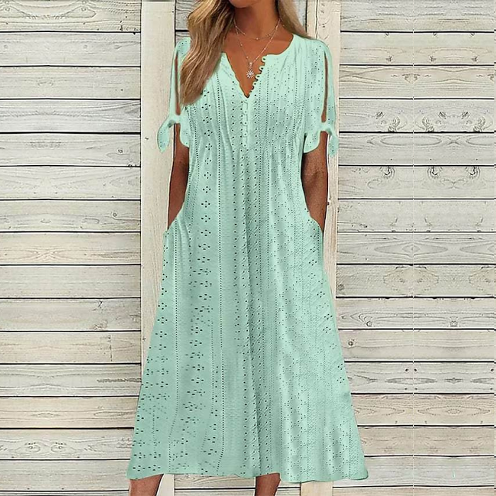 【🏆Cele mai bine vândute produse】【S-5XL】👗Rochie simplă și delicată de culoare solidă