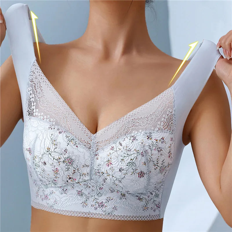 🎁【3 kosi】💕【40kg-100kg】Zračen nastavljiv brezšivni modrček iz ledene svile za velike velikosti